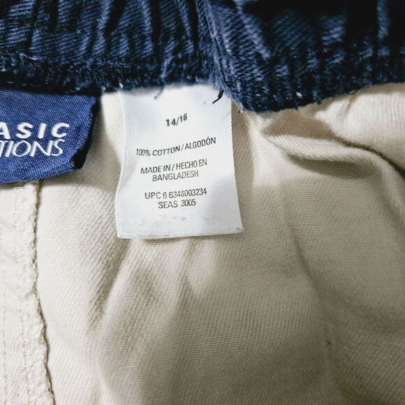 Basic Editions Boys Shorts Beige 14/16 100% Cotton Cargo Pockets Elastic Waist - Picture 6 of 13